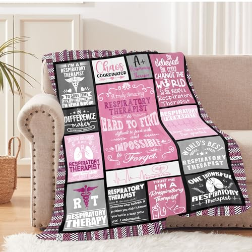 Absacie Respiratory Therapist Gifts for Women, Respiratory Therapy Blanket, Gifts for RT On Respiratory Care Week, Respiratory Therapist Birthday Gifts Christmas Soft Throw Blankets 60X 50