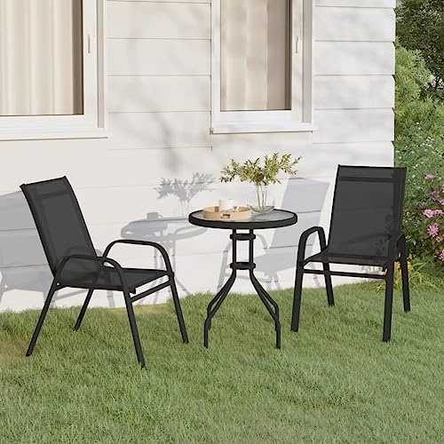 ZQQLVOO Muebles de jardín balcón pequeño sofá de jardín 3 piezas juego bistró negro