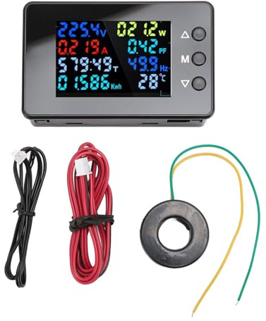Voltmetro Amperometro Digitale, Voltmetro Amperometro Digitale AC50‑300V 100A, Schermo LCD a Colori Monitor Energia Potenza Volt Ampere Voltmetro Amperometro con CT di Tipo Chiuso
