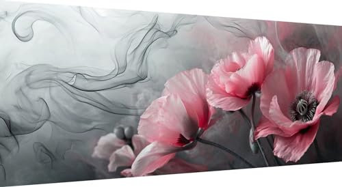 Qiaoqoo Mohnblume Diamond Painting xxl 225x90cm, 5D DIY Diamant Painting Bilder Rosa Diamand Painting Kinder mit Diamond-Painting Zubehör, Groß Diamant kunst Basteln Erwachsene, Home Décor Malerei