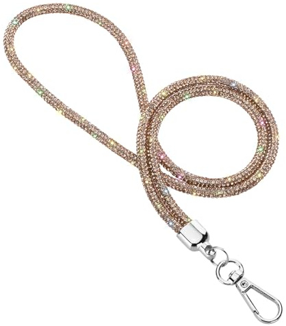 Soleebee Handykette Universal zum Umhängen- Handyband mit Bling Strass, Damenkette Schlüsselband, Handy Kette zum Umhängen kompatibel mit jeden Smartphones (Champagner)