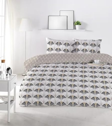 Générique Ensemble Parure de draps 4 Pieces 100% Coton 57 Fils/m2-1 Drap Plat 240x 300 cm + 1 Drap Housse 140 x 190 cm + 2 taies d'oreilers 65 x 65 cm Tissage trés serré 2 Personnes (eventail)