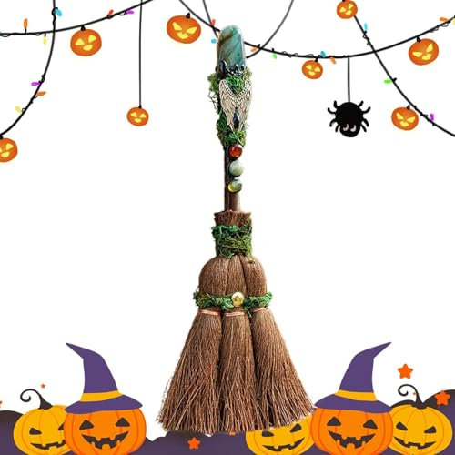 Escoba Decorativa De Halloween,Escoba De Bruja De - Escoba de Altar Wiccan Creativa Escoba de Natural | Escoba de Altar de Bruja única, decoración Ritual Wiccan para el hogar, Empresa de automóviles