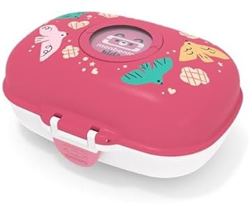 monbento - Boite a Gouter Enfant MB Gram rose Birds - Boite a Gouter sans BPA Ideale pour Ecole, Pique-nique, Vacances - Boite a Gouter Fille avec Motif Oiseau Mignon - Personnalisable et Résistante