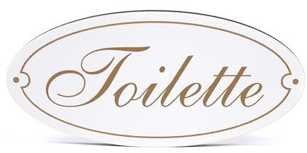 Dekolando Deko Türschild oval - Toilette - Schild 15 x 7 cm - Schilder Türschilder Namensschilder Wohnung selbstklebend Holzschild Tür Holzschilder