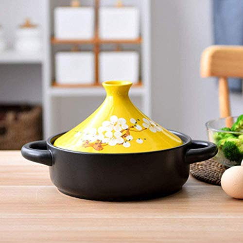 MGEMJMJ Marokkanischer Tajine-kochtopf, Gusseisen-emaille-eintopf, Schmortopf, Schongarer Mit Anti-verbrühungs-Griffen(Color:Beige)