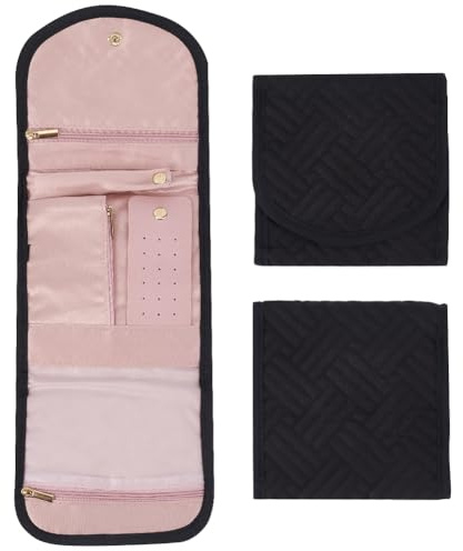 CREATCABIN Reise Schmucketui Reise Schmuck Organizer Kleine Faltbare Schmuck Hängetasche Tragbare Schmuck Aufbewahrungsrolle Für Alltäglichen Gebrauch Für Reisen Ringe Halsketten Ohrringe 40.2x14.5cm