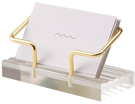 LdawyDE Visitenkartenhalter Premium Business Visitenkarten Halter – Acrylbasis mit Golden Card Holder, Eleganter Moderner Visitenkartenständer für Büro und Schreibtisch Visitenkarten Aufbewahrung