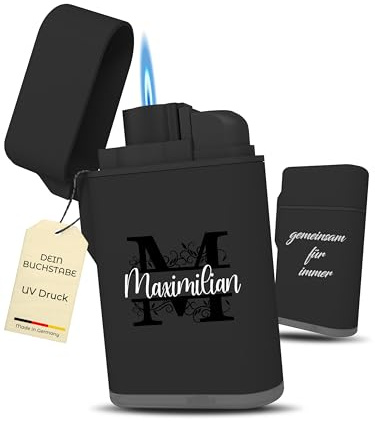 Meinearmbänder Personalisiertes Feuerzeug mit Initialen – Hochwertiger UV-Druck auf sturmfestem Feuerzeug – Langlebig, nachfüllbar & Winddicht – Ideale Geschenkidee für Männer zum Vatertag