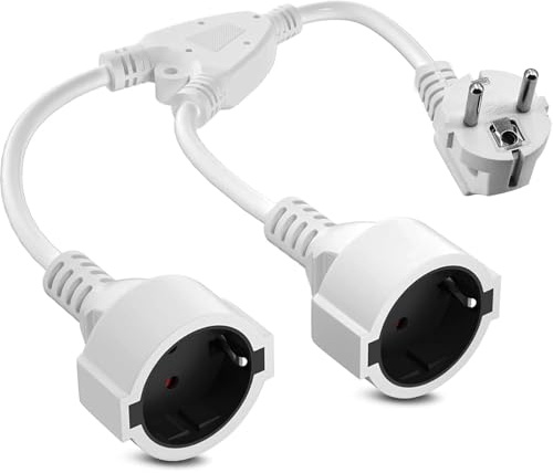 Doppelstecker für Steckdose Steckdosenadapter 2Fach Verlängerungskabel Schuko Steckdosen Mehrfachsteckdose Doppelsteckdose für Steckdose mit Flexible Kable für Haus Büro Küche,250V 16A,Schwarz