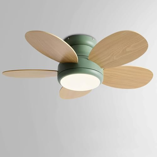 Ventilador de Techo con luz LED de 24 W, silencioso e Inteligente, con Control Remoto e Interruptor de Pared, para Dormitorio, Sala de Estar, 6 velocidades, Motor de CC