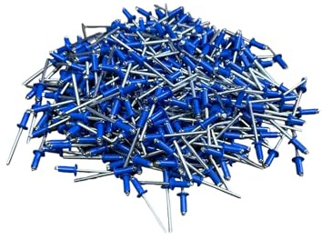 VITFER – Kit 150 Rivetti a Fiore 4.8x12 mm – 50 Bianchi + 100 Blu – Corpo in Alluminio e Chiodo in Acciaio – Per Fissaggi su Metallo, Plastica, Scooter, Bricolage