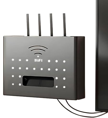 Router Verstecken, WLAN Box Verstecken, Router Schrank Regal Wandhalterung Kabel Verstecken Organizer(30x7x22cm,Black)