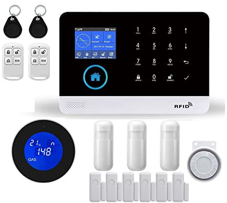 Sistema di sicurezza domestica di allarme di sicurezza domestica wireless 4G for l'APP Tuya Smartlife con rilevatore di fumo con sensore di movimento for animali domestici(L)