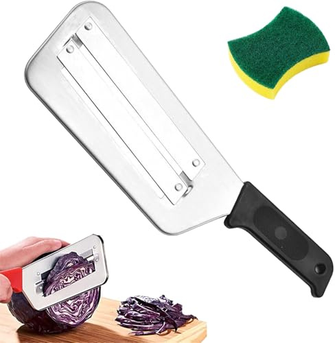 Taglierina a doppia lama per julienne, affettatrice a doppio strato in acciaio inossidabile, grattugia da cucina per cavoli, affettatrice multifunzionale per verdure (Nero)