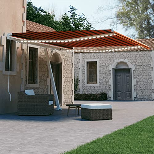 Manuell versenkbare Markise mit LED 400x300cm Orange und Braun