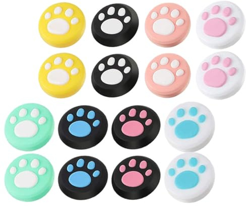 SHINEOFI 16pièces Capuchons De Joystick Silicone Patte De Chat Couverture Protection Manette Switch Antidérapant Compatible Contrôleur Oled