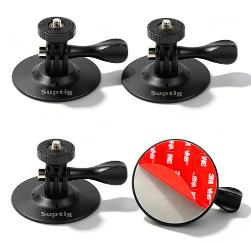 Suptig Helmhalterung, flexibel, selbstklebend, kompatibel mit GoPro Hero 13, 12, 11, 10, 9, 8, 7, 6, 5, 4, 3, DJI Osmo, Insta 360, Akaso für Motorradhelm-Halterung, Auto, Armaturenbrett, Motorrad (4