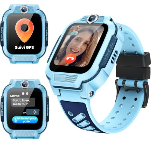 imoo Z3 Montre Connectée Enfant 4G avec GPS & Carte SIM, Appels Vidéo, WiFi, SOS, Étanche IP68 – Montre Téléphone pour Filles et Garçons(Bleu)
