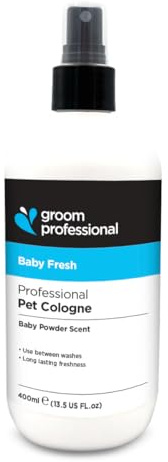 GROOM PROFESSIONAL Baby Fresh Dog Cologne Spray - Perfume for Smelly Dogs - Familiar Baby Powder Scent - Contains Chamomile to Soothe Sensitive Skin, 400ml