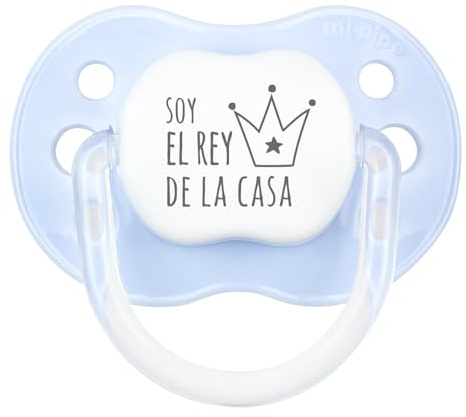 Mi Pipo - Chupete Personalizado Divertido Classic | Chupete Bebe, Variedad de Tetinas | Personalizado con Frase, Suave, Cómodo | Seguro, Libre BPA, Fácil de Limpiar | Color Celeste