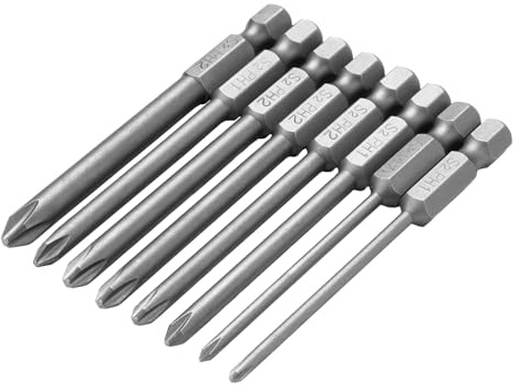 FyMosem 8PCS 75mm Magnetic Phillips Bit Set 1/4 Hex Shank S2 Steel | Magnetic Tips, Quick-change 1/4 Hex Shank, S2 Steel, Cross-head Screwdriver Bits for Repair Assembly, Fits Impact Driver