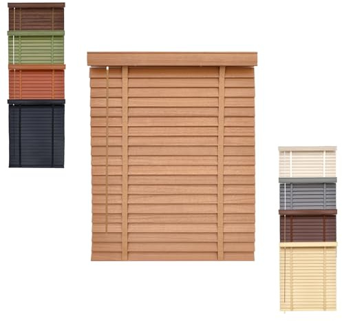 50mm Slats Venetian Blinds for Kitchen, Faux Wood Blinds 25cm 30cm 35cm 50cm 60cm Horizontal Blind Privacy Protect Window Curtians for Home Office(Orange)
