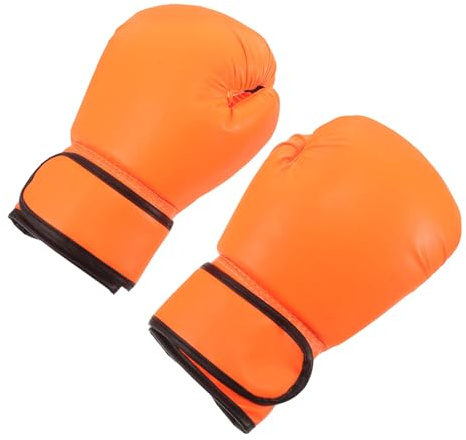 Alipis Boxing Gloves Orange Foam Lined Taekwondo Kickboxing Punch Bag Training Sparring Gloves for Boys and Mma Martial Arts Practice