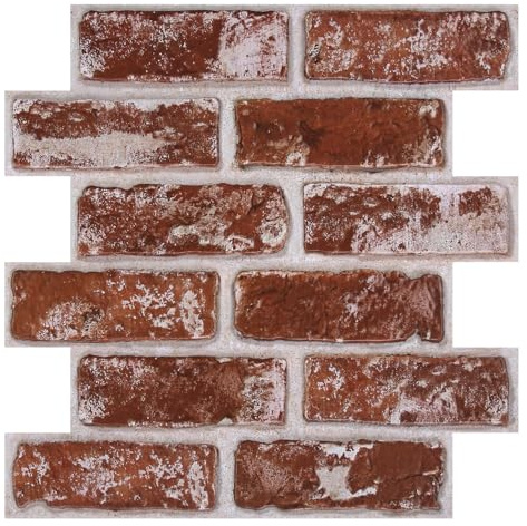 COMSTICKC Paneles de pared autoadhesivos 3D de ladrillo sintético, 10 unidades de 12 x 12 pulgadas, tamaño pequeño, ligero y fino, azulejos decorativos de PVC para decoración rápida de pared, se puede
