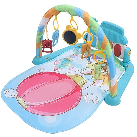 aqxreight Baby-Gymnastik-Spielmatte, die Sensorische Geräusche Lernt, Säuglings-Spiel-Klaviermatte, Spielzeug für Neugeborene, Pilz-Tiermuster, Das Sicher Weich und Trittfest ist. Das Baby- und