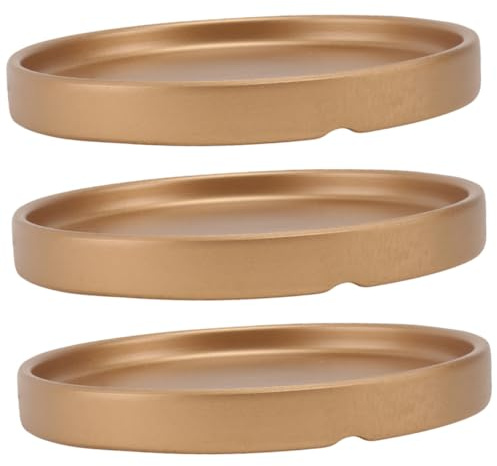 WRITWAA 3 Stück Keramik Blumentopfuntersetzer Runde Pflanzschalen mit Ablauflöchern Stabile Wasserschalen für Zimmerpflanzen und Sukkulenten Garten Pflanzenzubehör