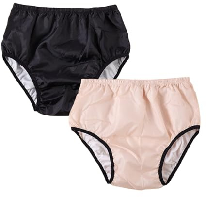 2st blöjöverdrag for vuxna Plastbyxor Tvättbara, Plastblöjöverdrag Vattentäta plastbyxor Läckagesäkra inkontinensunderkläder(Black+Pink,2X-Large)