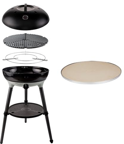 CADAC - Carri Chef 50 BBQ 30mBar + Pizza Stone Pro 50 - Parrilla portátil | con encendido automático y piedra para pizza - Incluye bolsa de transporte - Accesorios para camping y barbacoa