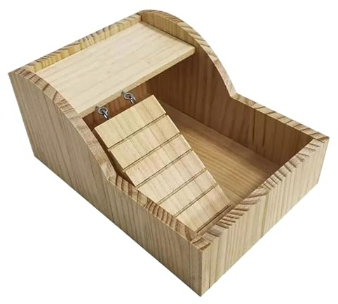 Generisch Hamster Sandbad, Badesand Aus Holz Mit Leiter, Hamster Sand Box, Hamsterzubehör Für Kleintiere, Meerschweinchen, Ratten, Rennmäuse, Chinchillas, Eichhörnchen