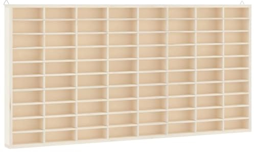 Tmriohed Sammlervitrine Holz Setzkasten Wandvitrine mit 80 Fächern, 80x4,5x40,5 cm, Wandmontiertes Sammelregal aus Sperrholz für Modellautos Sammelfiguren kleine Sammlerstücke