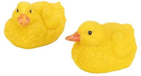 YDuupxe Flytande Ankfigur, Resin Damm Fontän Anka Staty 2 ST Realistisk Väderbeständig Trädgård Prydnad för Pool Damm Fontän Gård Landskap Dekor (Gula ankor)
