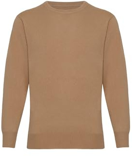 Kashmirtröja för Män, Rund Hals, Beige XL