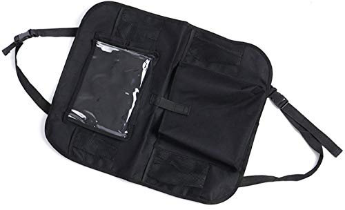 Elonglin Auto Organizer Multifunktional Rücksitz-Organizer Transparent iPad-Tablet-Halter Utensilientaschen Rückenlehnenschutz Multitasche Kick-Matten-Schutz Universal Oxford Schwarz 2 52 * 43 * 1CM