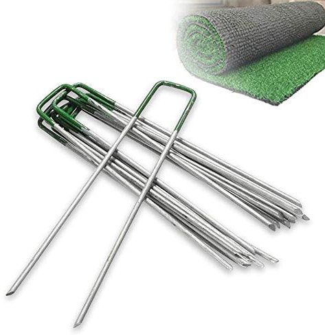 Lot de 50 piquets en métal galvanisé pour gazon artificiel Vert 15,2 cm