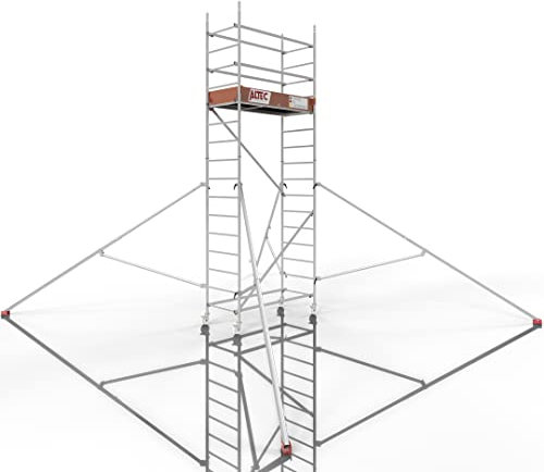 ALTEC Rollfix 2.0 500 | 5m Arbeitshöhe | bremsb. Lenkrollen (Ø125mm) | Dreieckausleger | Made in Germany | TÜV | belastbar 200kg/m² | Norm - DIN EN 1004-1 | Modulares Alu Arbeitsgerüst | Baugerüst