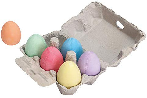 Bigjigs Toys Rainbow Coloured Chalk Eggs (Set of 6) - Jumbo Egg Shaped Pavement Chalks For Kids, Chunky & Washable, Indoor or Outdoor, Toddler Easter Gifts, 3+ Years