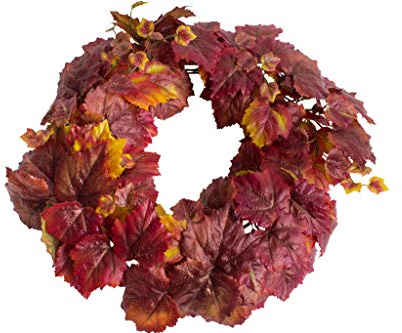Botanic-Haus künstlicher Herbstkranz/Tür Kranz (Weinlaub) groß Durchmesser ca. 50 cm (braun - leicht grün)
