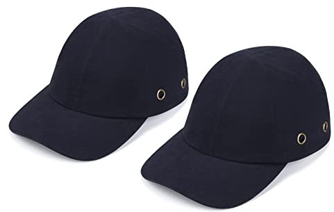 HOLULO Cappello di Sicurezza Uomo, Baseball Bump Cappello Leggero, Ergonomico Traspirante, con Guscio Interno Protettivo in Plastica, Berretto di Lavoro Antiurto con Hook and Loop Regolabile (2 Pezzi)