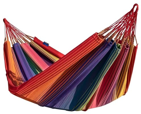 Potenza Morena Hängematte 230 x 160 cm, Belastbarkeit bis 220 kg, 100% Baumwolle Doppelhängematte (Bunt)