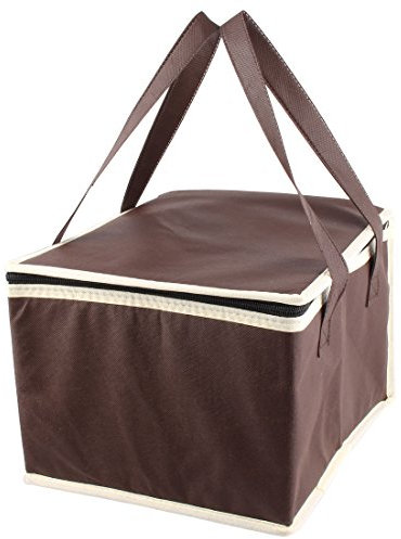 Ruilogod Outdoor Square Geformte Reißverschluss Nahrungsmittel Getränke Halter Griff Kühler Lunch Bag Schokoladenfarbe