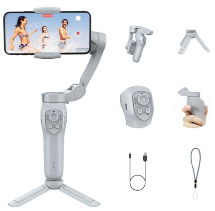 Gimbal stabilizer for Smartphone,3-Axis Phone Gimbal for Android & iPhone 14 Pro Max,Phone Stabilizer for Video Recording with Face/Object Tracking,Vlogging Kit,Portable-JCROBOT iSleeky L7C Pro…