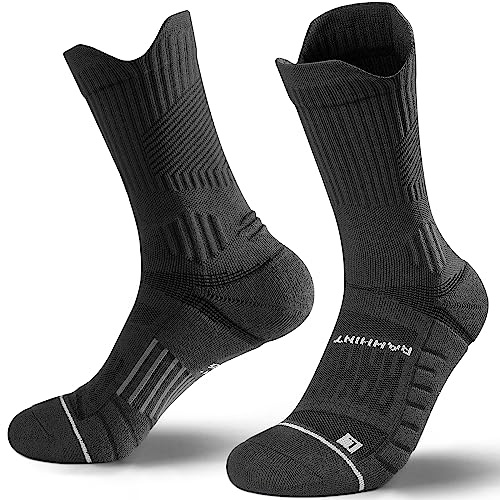 Rahhint Coolmax 3 Pack Kompressions Laufsocken Herren Damen | Anti-Blasen Sportsocken mit TAB-Design Kompressionszone Belüftungsnetz und Fußgewölbeunterstützung funktionssocken Größe35-51