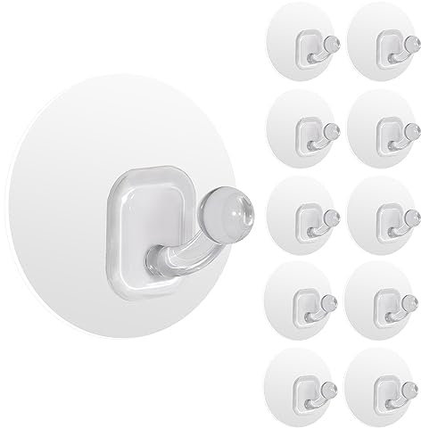 Uten 10 Pezzi Ganci Adesivi, Gancio Autoadesivo per Appendere Fino a 5KG, Senza Chiodi, Ganci Autoadesivi Bagno Cucina per Appendere Asciugamani/Vestiti/Chiavi/Cappelli/Utensili da Cucina(Trasparente)