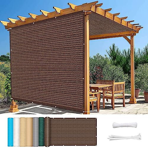 Balkon Sichtschutz Balkonabdeckung 100 x 650 cm Sonnenschutz atmungsaktiv Balkonverkleidung blickdichte mit Kabelbinder Ohne Bohren für Balkon Garten im Freien, Braun