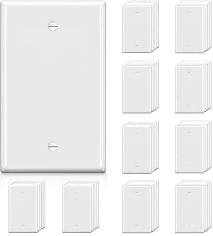 BESTTEN 50 Pack 1-Gang Blank Wall Plate, UL Listed, No Device Outlet Cover, H4.53” x W2.76”, Unbreakable Polycarbonate Thermoplastic Wallplate, White